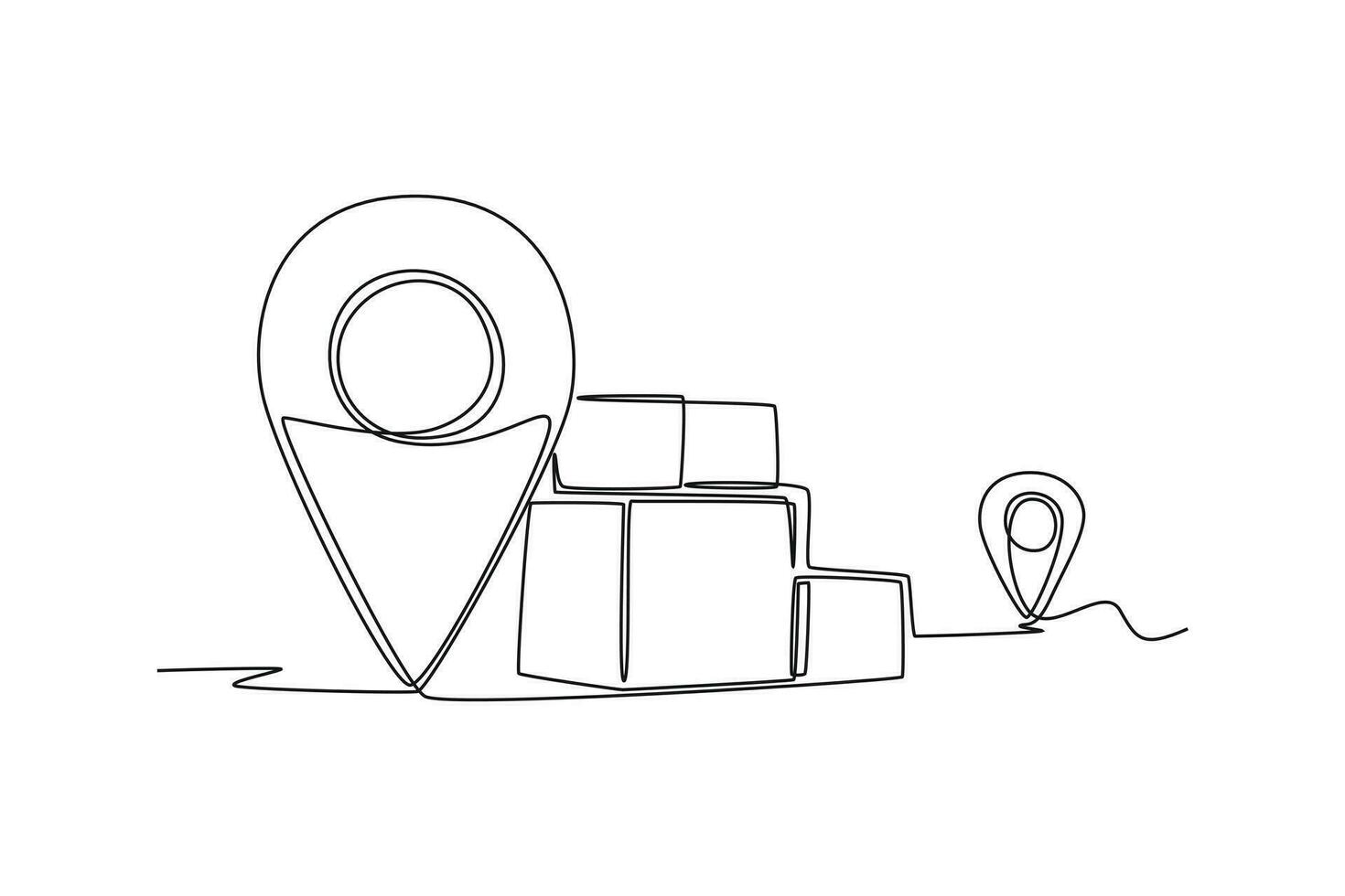 Continuous one line drawing distribution and logistic concept. Single line draw design vector graphic illustration.