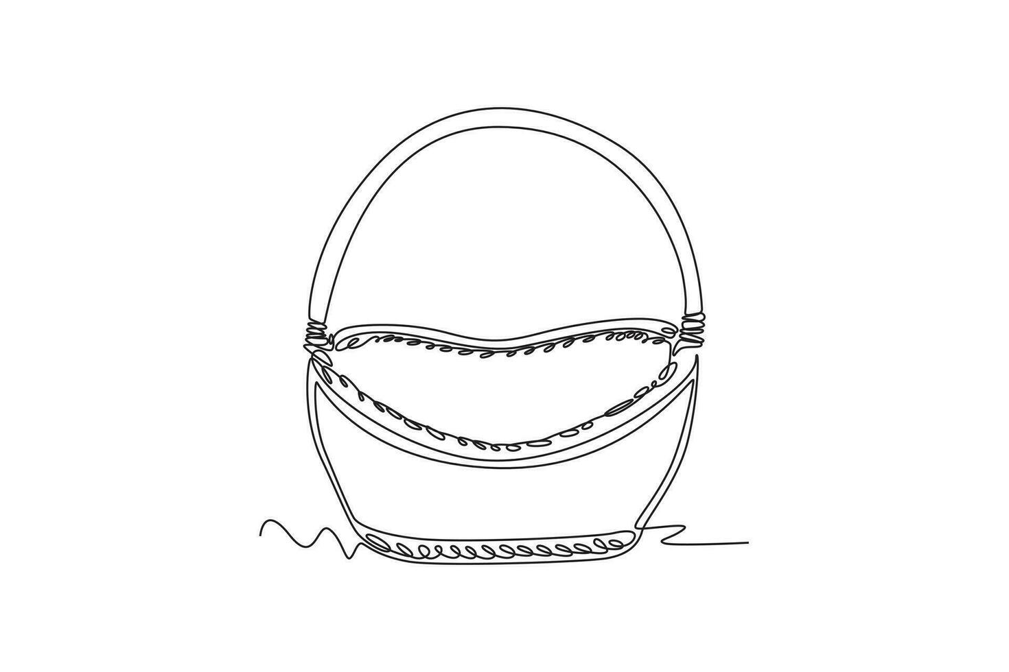 Single one line drawing Shopping bags and baskets concept. Continuous line draw design graphic vector illustration.