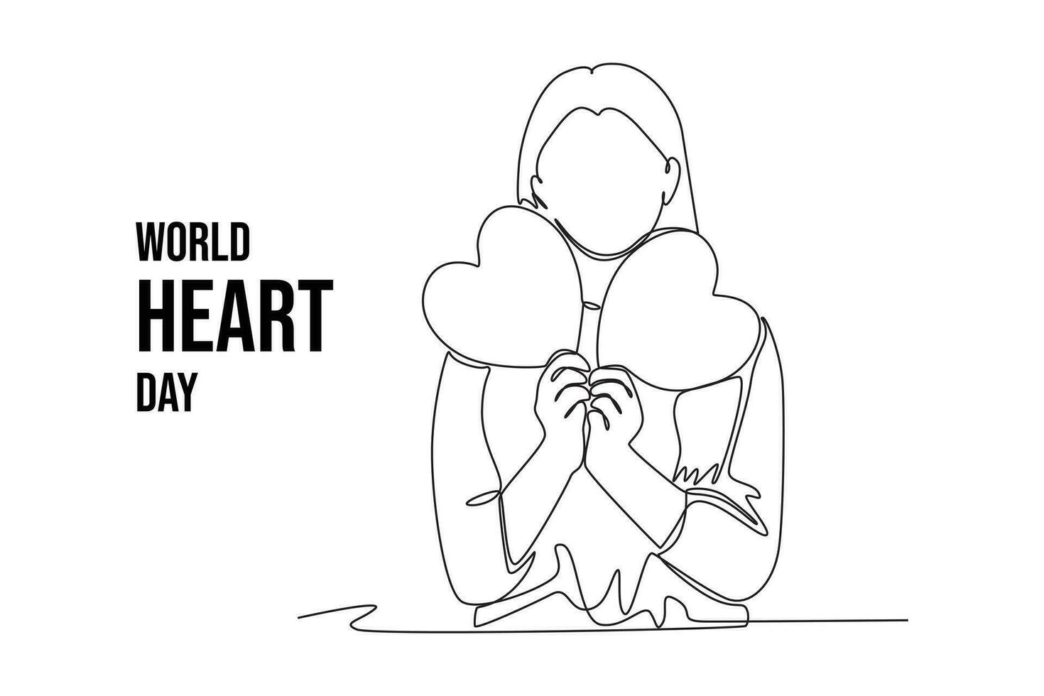 Continuous one line drawing World Heart Day concept. Single line draw design vector graphic illustration.