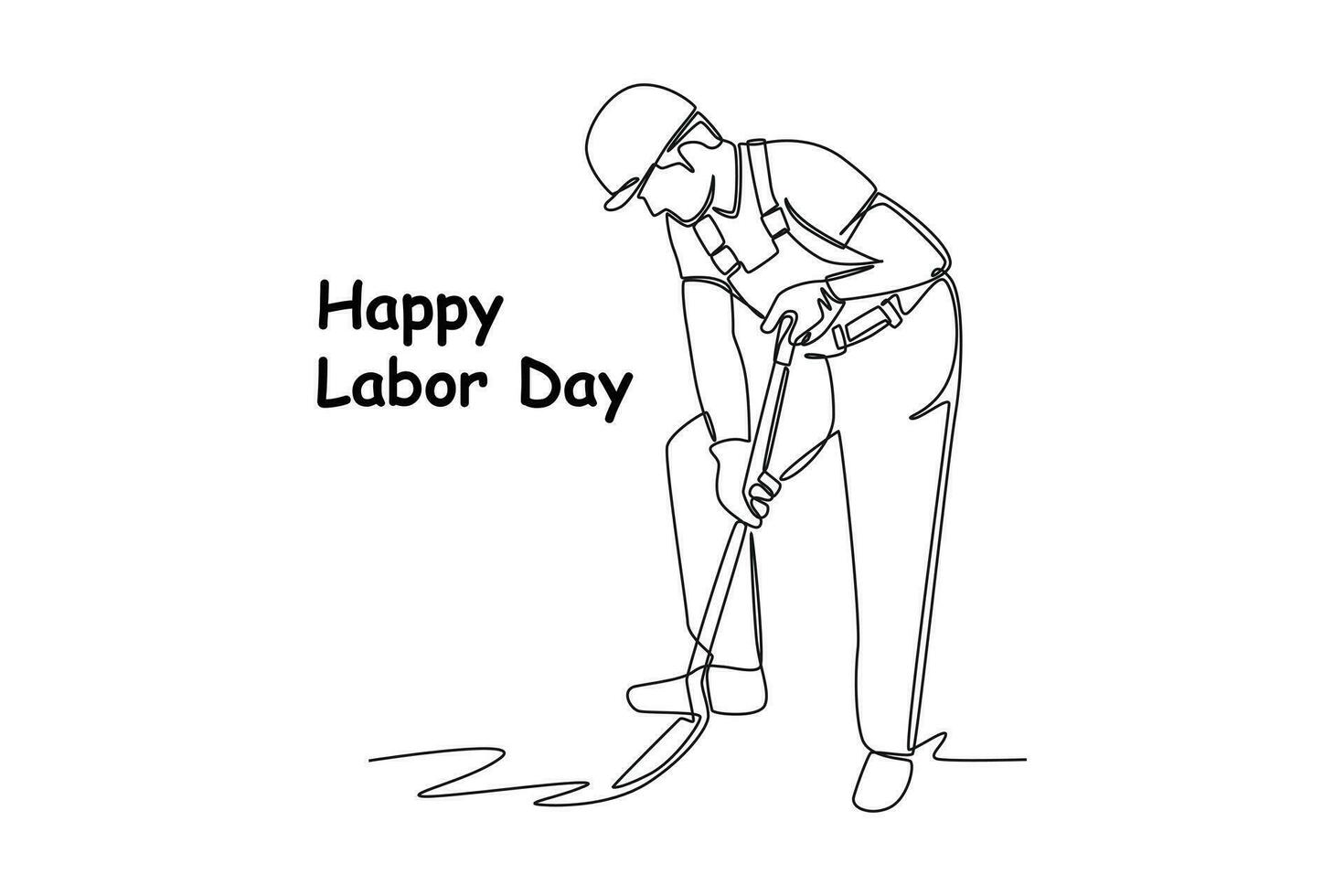 Continuous one line drawing Labor Day concept. Single line draw design vector graphic illustration.