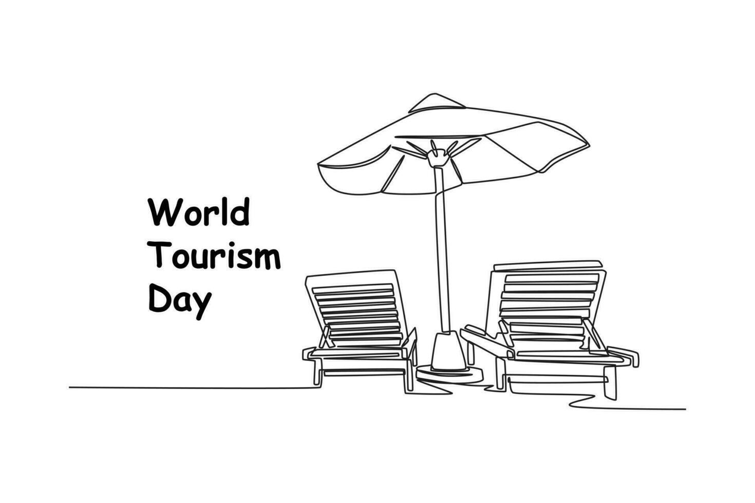 Single one line drawing World tourism day concept. Continuous line draw design graphic vector illustration.