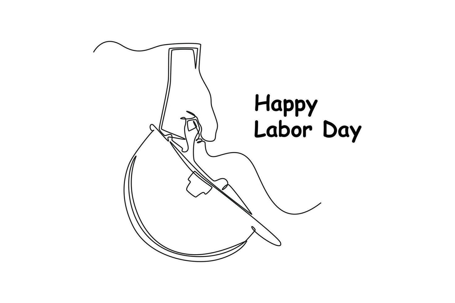 Continuous one line drawing Labor Day concept. Single line draw design vector graphic illustration.