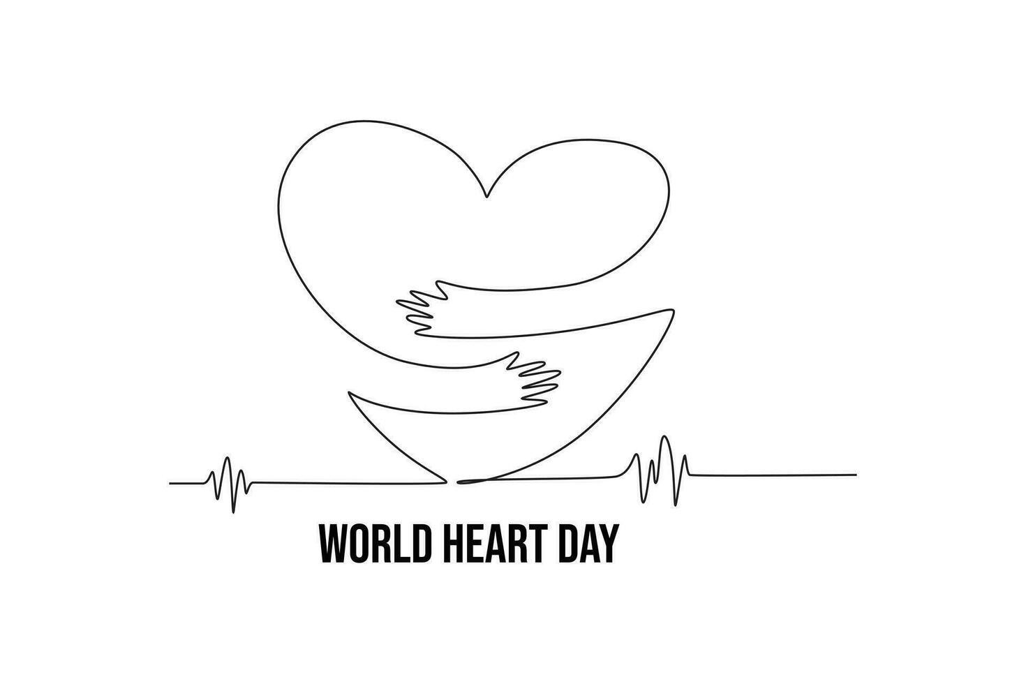 Continuous one line drawing World Heart Day concept. Single line draw design vector graphic illustration.