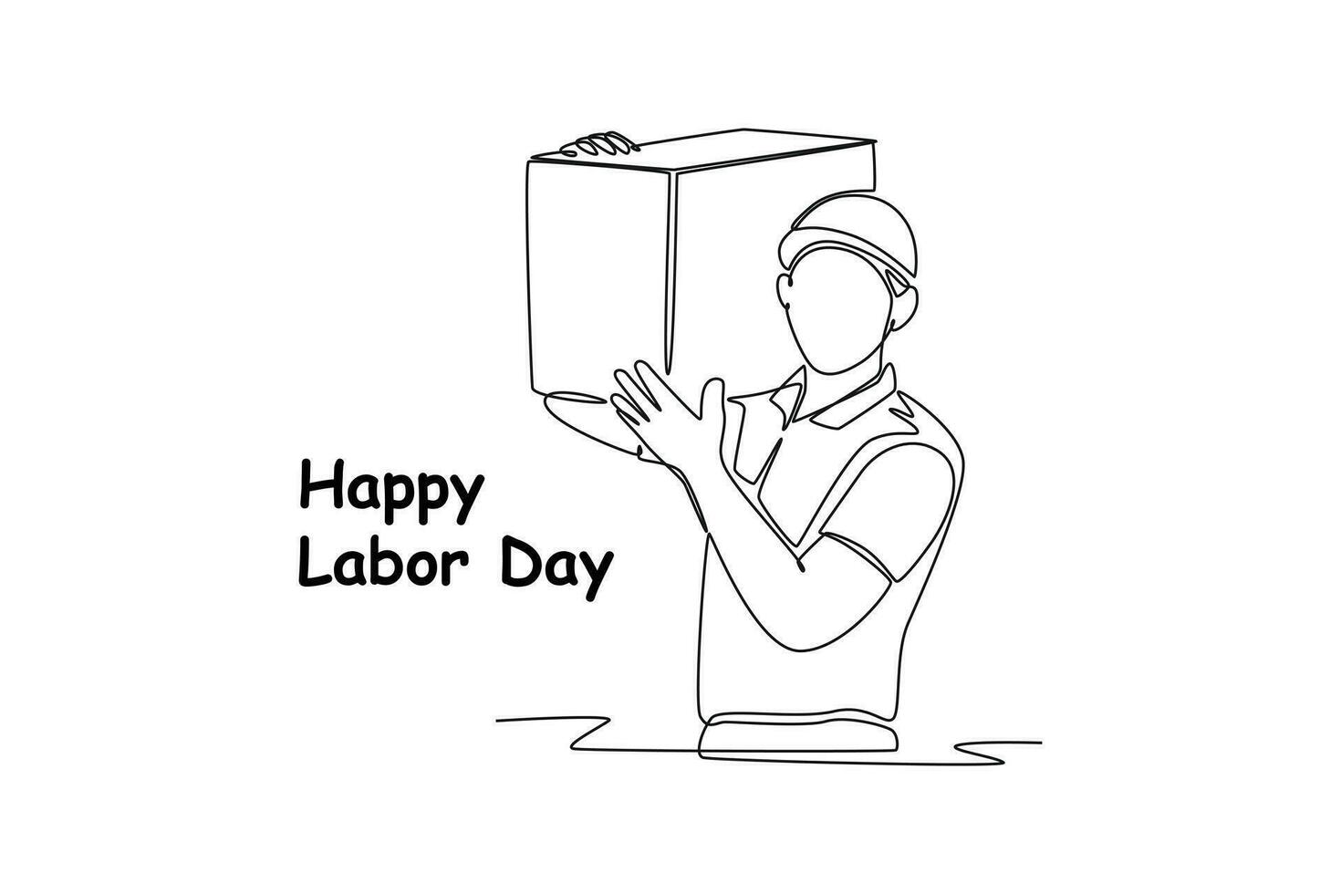 Continuous one line drawing Labor Day concept. Single line draw design vector graphic illustration.