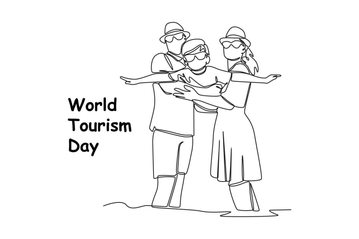 Single one line drawing World tourism day concept. Continuous line draw design graphic vector illustration.