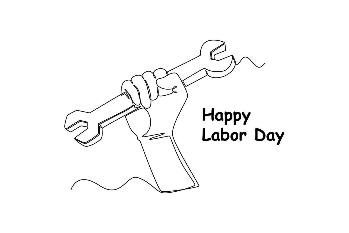 Continuous one line drawing Labor Day concept. Single line draw design vector graphic illustration.