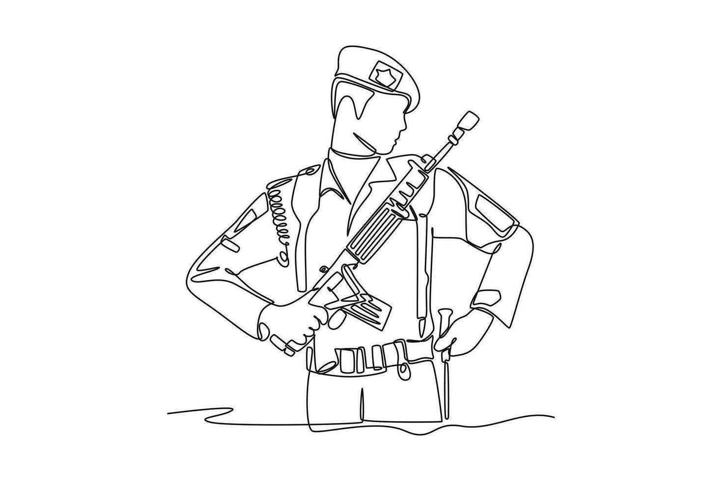 Single one line drawing Army, Air Force and Navy. Military concept. Continuous line draw design graphic vector illustration.