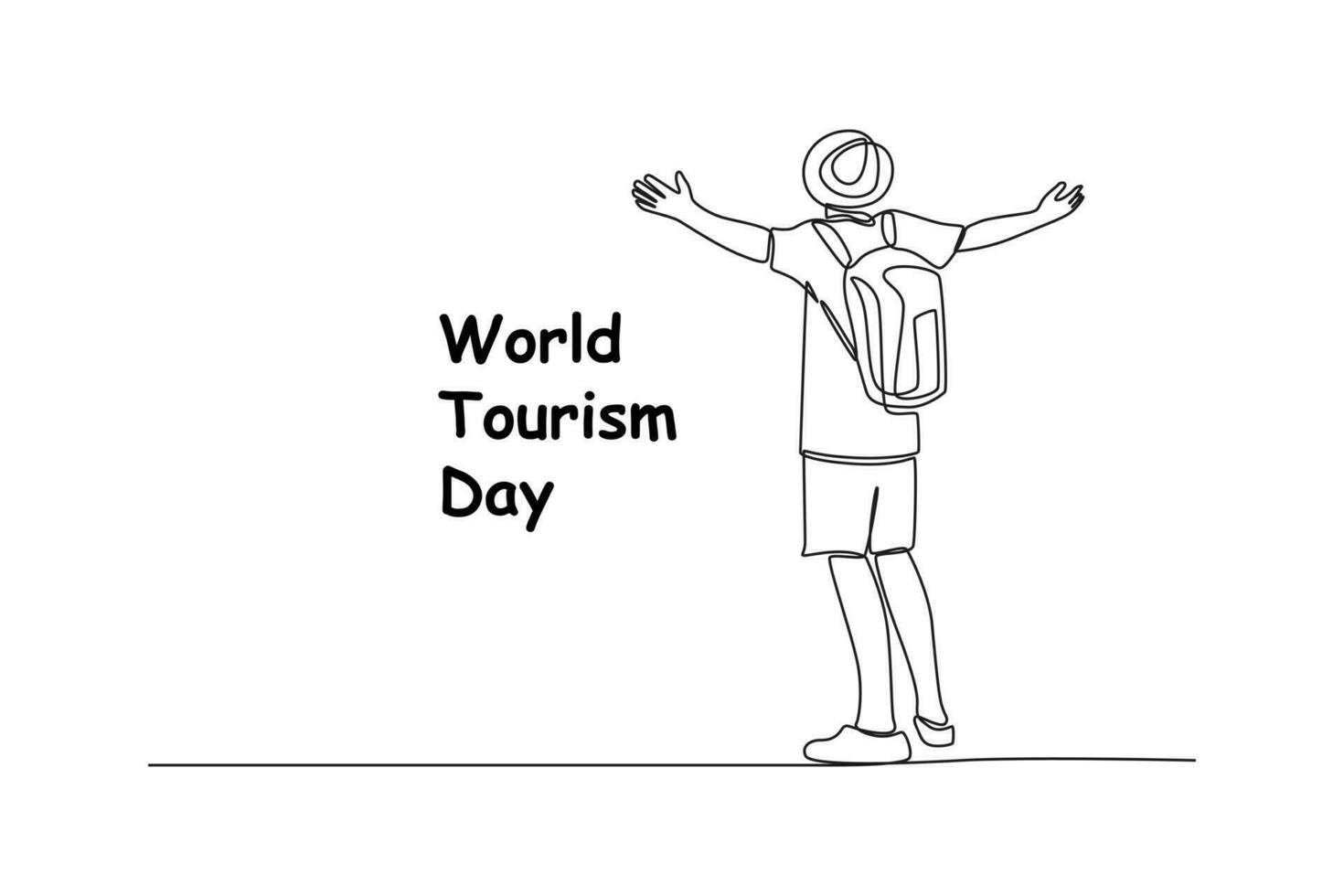 Single one line drawing World tourism day concept. Continuous line draw design graphic vector illustration.
