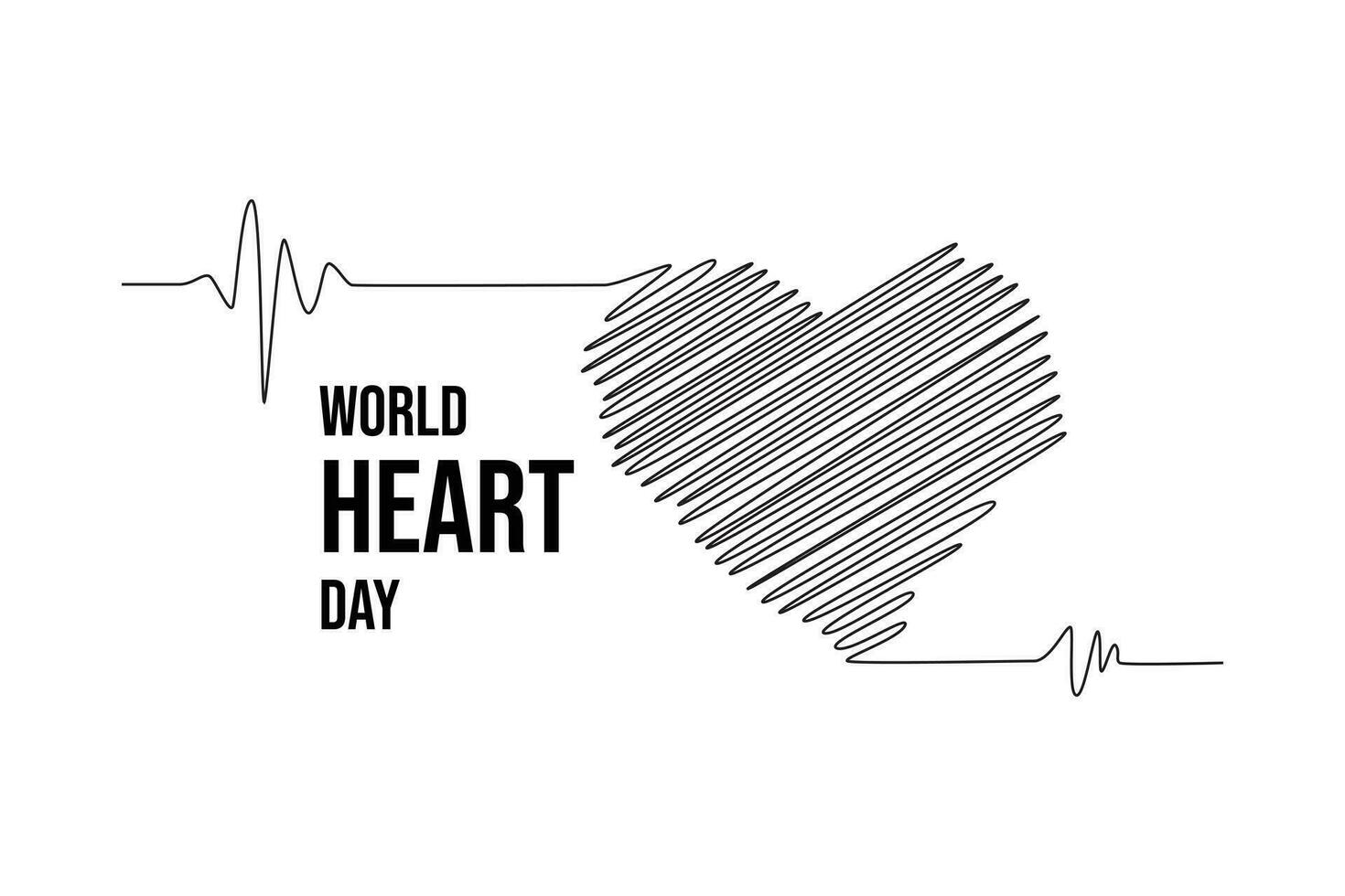 Continuous one line drawing World Heart Day concept. Single line draw design vector graphic illustration.