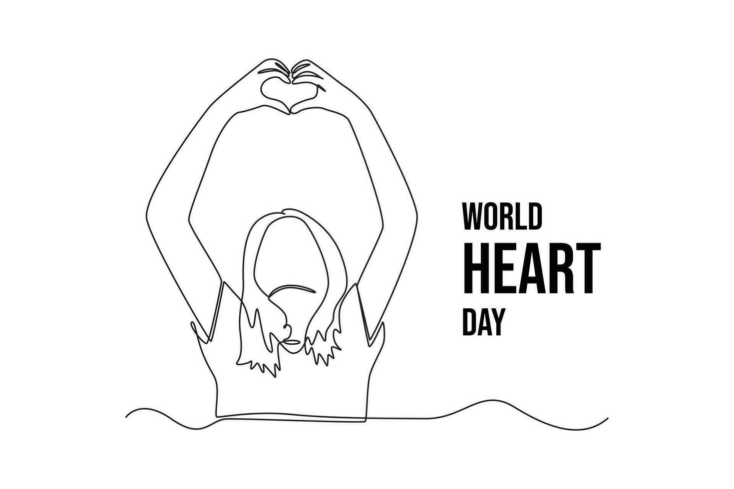 Continuous one line drawing World Heart Day concept. Single line draw design vector graphic illustration.