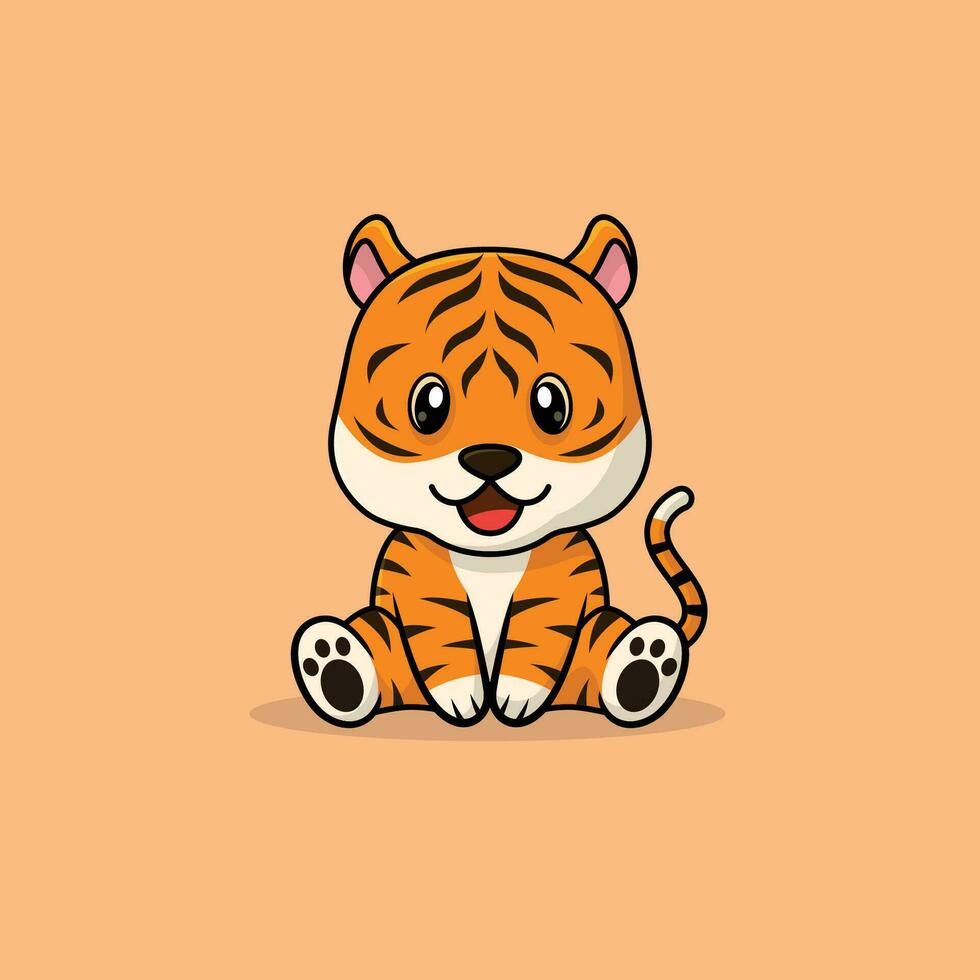 vector linda bebé Tigre dibujos animados sentado icono ilustración.