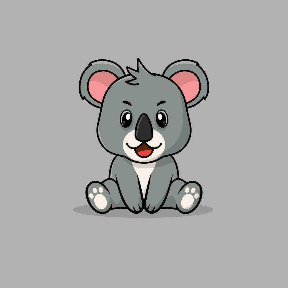 Vector cute baby koala cartoon sitting icon illustration.