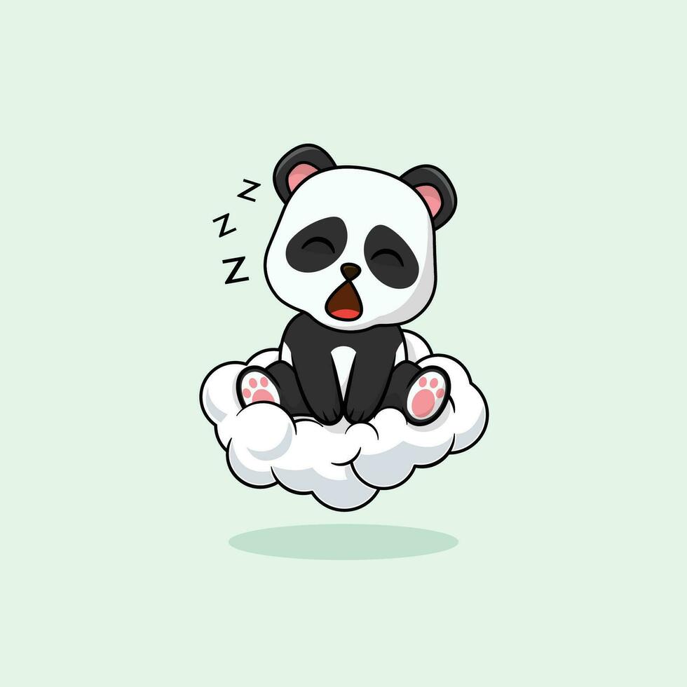 vector linda bebé panda dibujos animados dormido en el nube icono ilustración. F