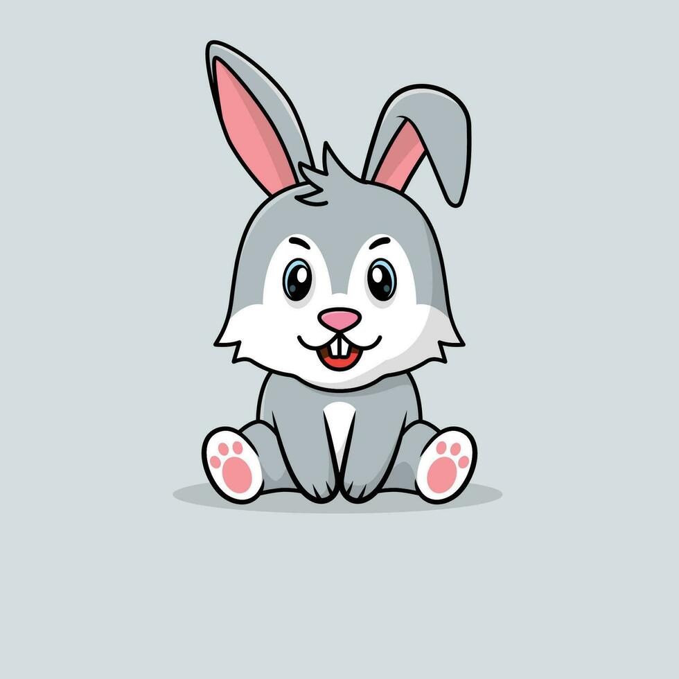 Vector cute baby rabbit cartoon sitting icon illustration.