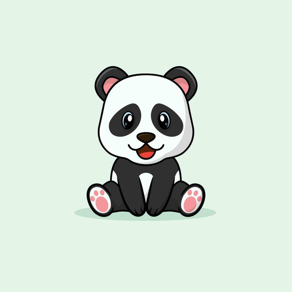 Vector cute baby panda cartoon sitting icon illustration.