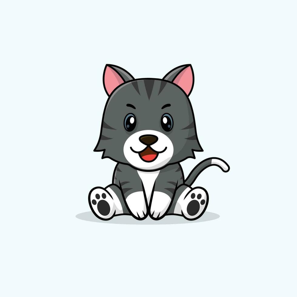 Vector cute baby cat cartoon sitting icon illustration.