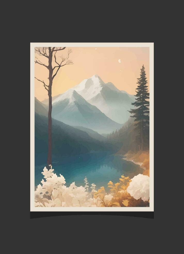 Abstract Mountain painting, Landscape Background AI generated vector