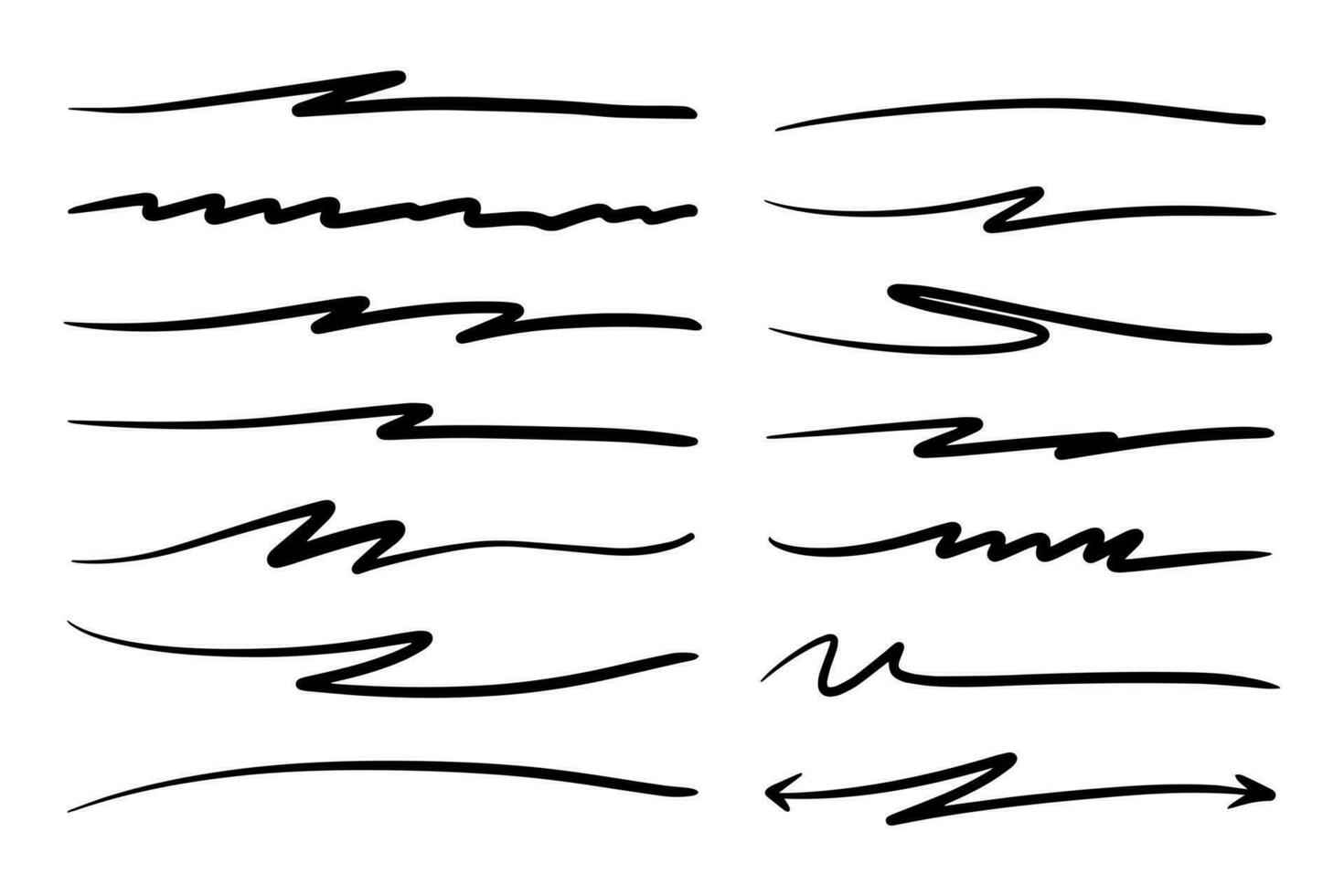 Vector set of hand drawn underline.