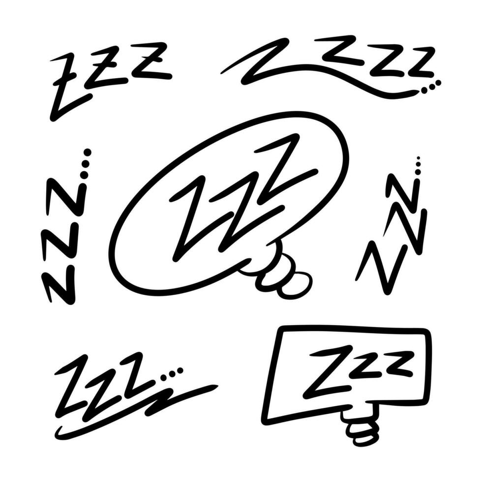 Hand drawn zzz symbol for sleeping, doodle illustration vector