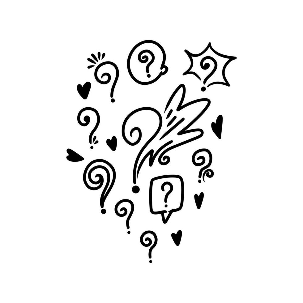 Doodle Question Mark, Sign and Symbol for Design, Presentation or Website elements. vector