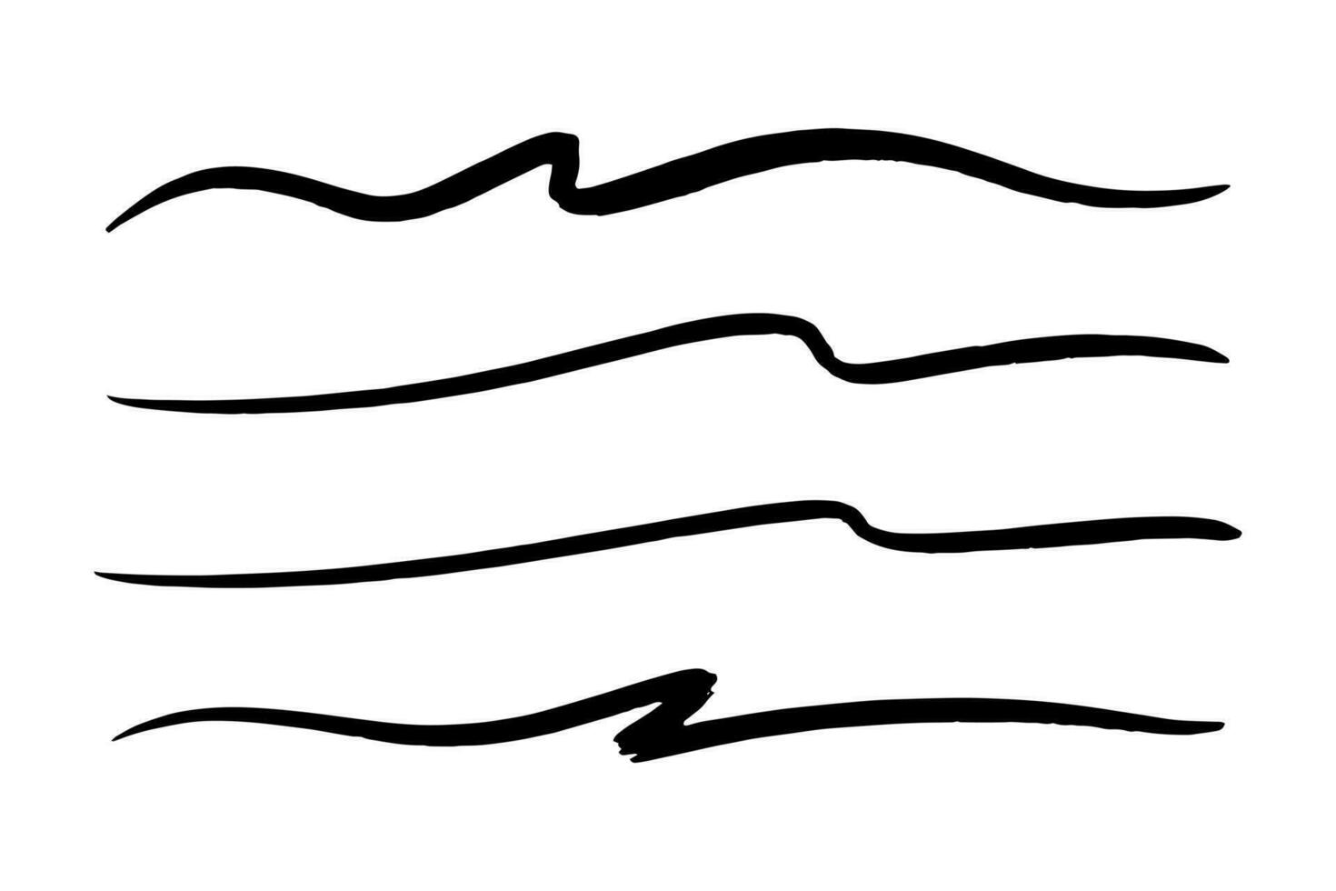 conjunto vectorial de subrayado dibujado a mano. vector