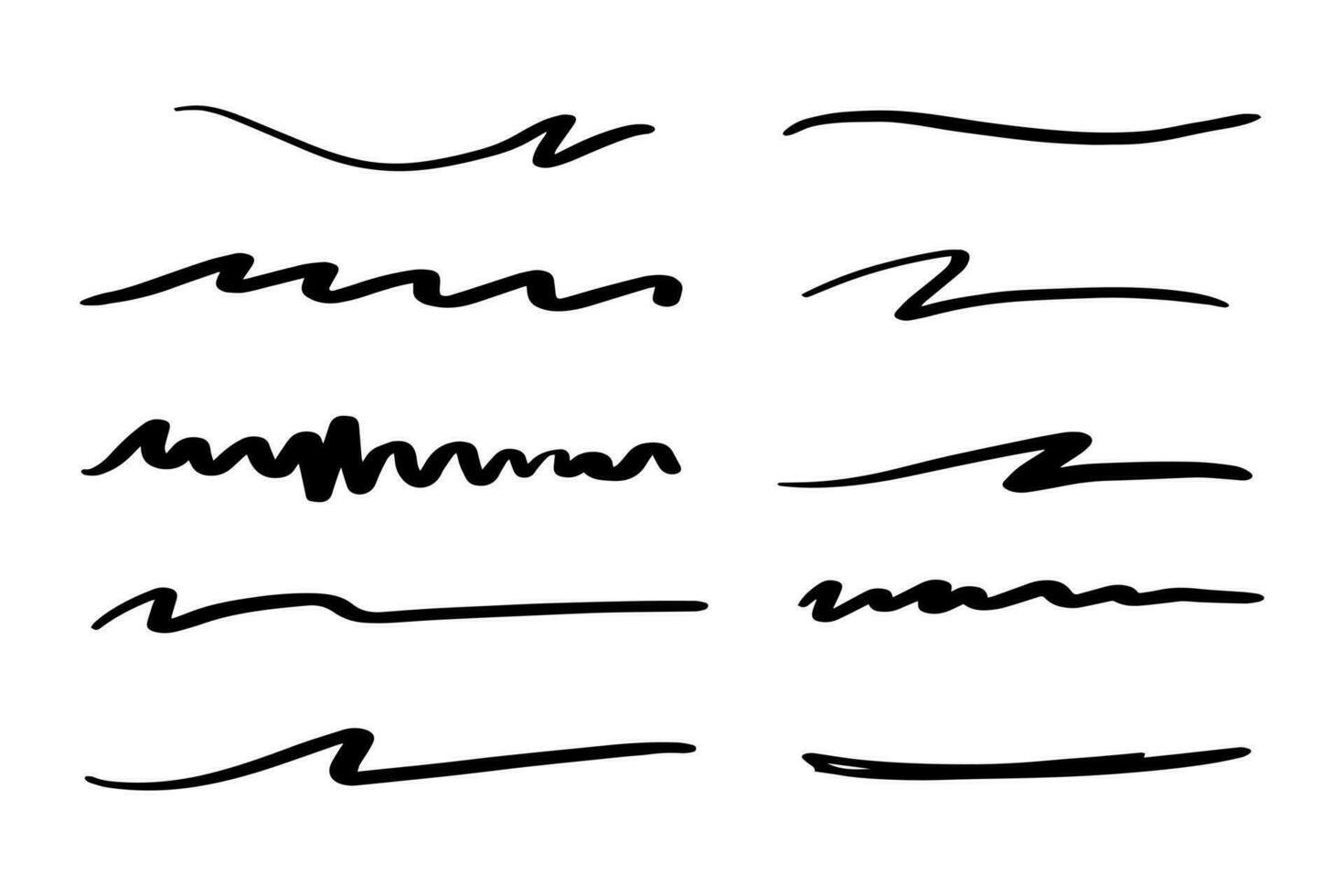 Vector set of hand drawn underline.