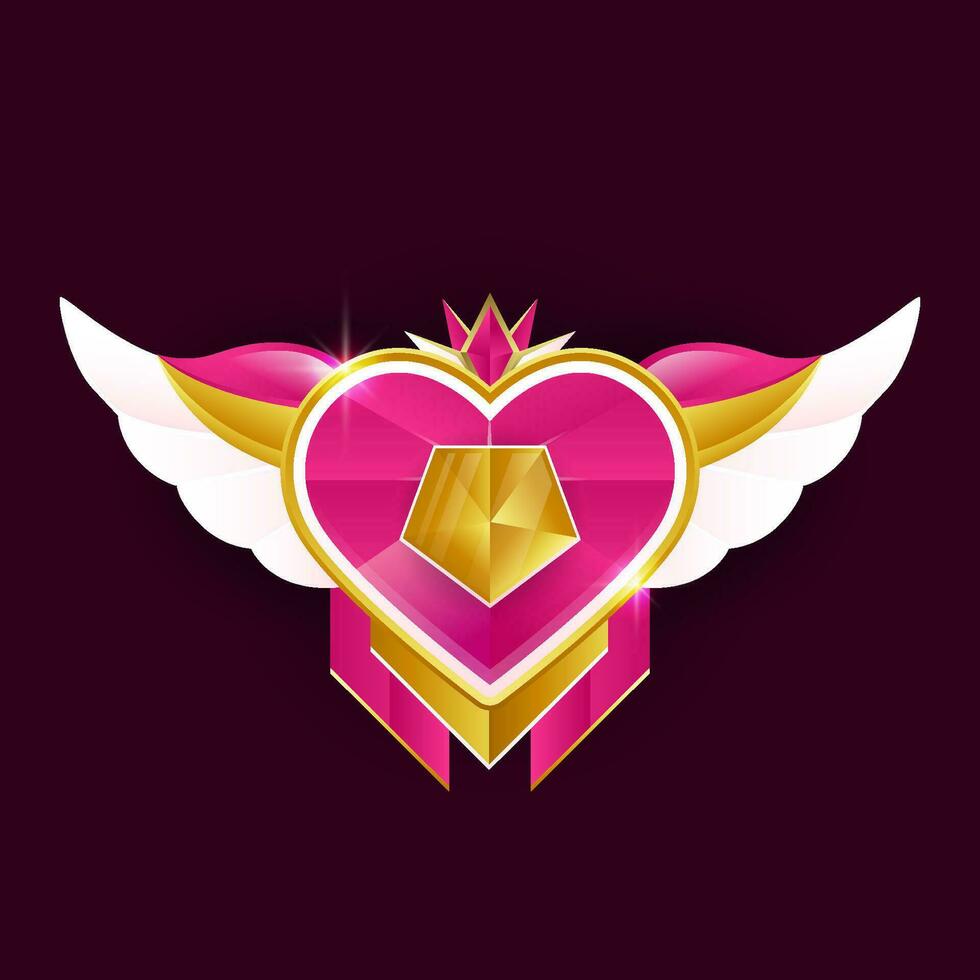 cute colorful heart game logo badge template vector