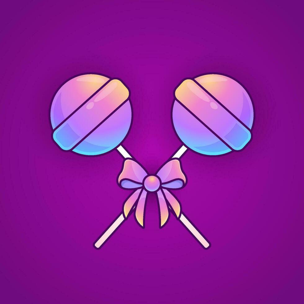 colorful candy stick with ribbon vector design