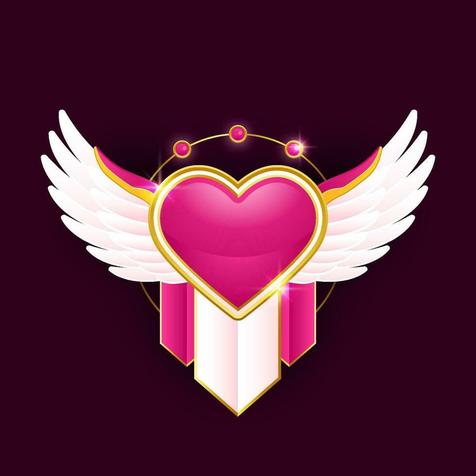 cute colorful heart game logo badge template vector