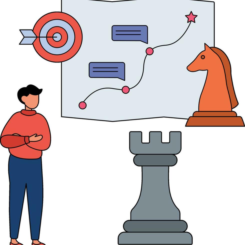 Employees making Strategy Illustration vector