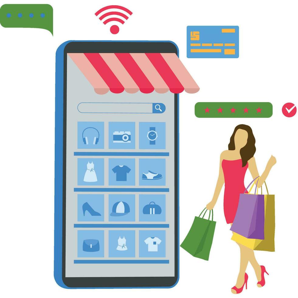 Online Shopping App Illustration vector