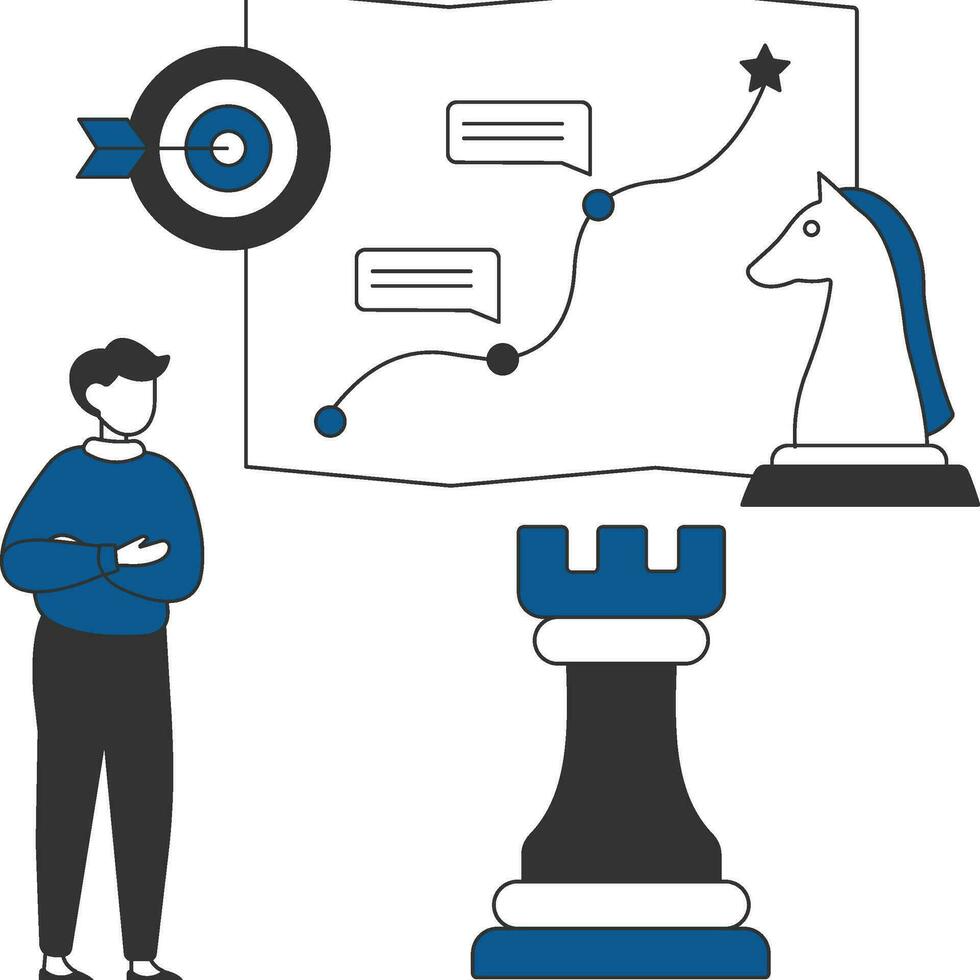 Employees making Strategy Illustration vector