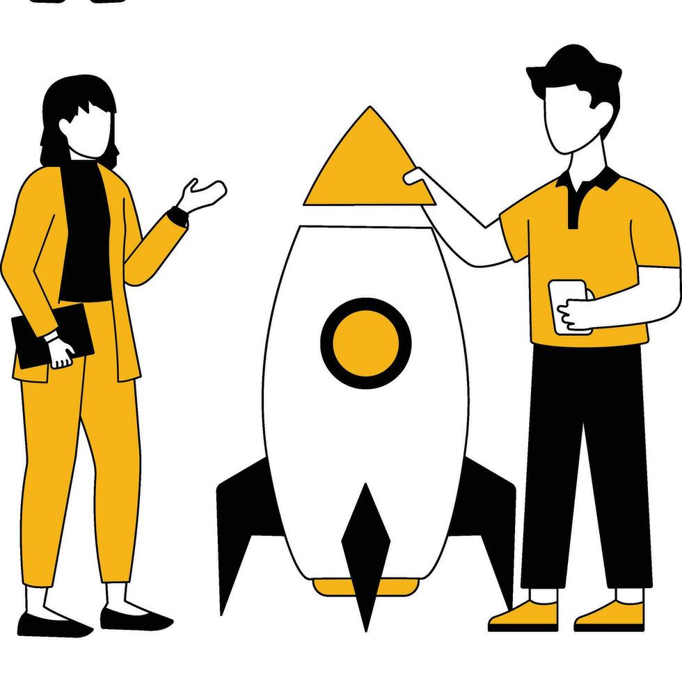 Man and woman ready to launch new business - startup concept Illustration vector