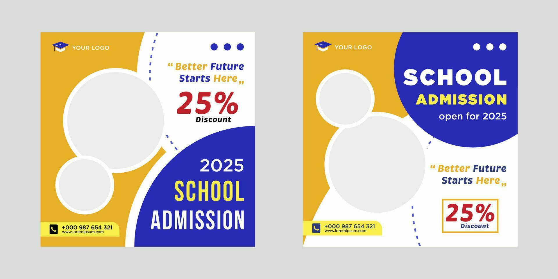 School admission social media post or banner template vector