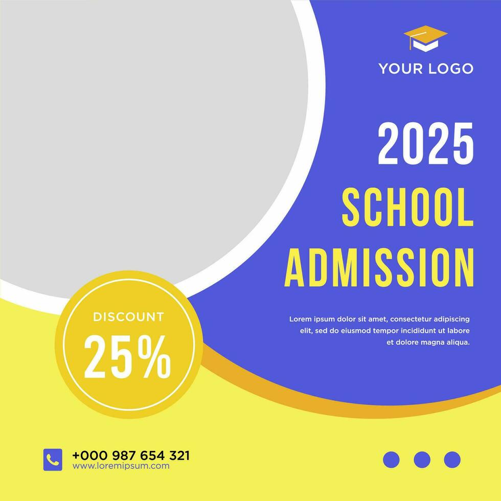 School admission social media post or banner template vector