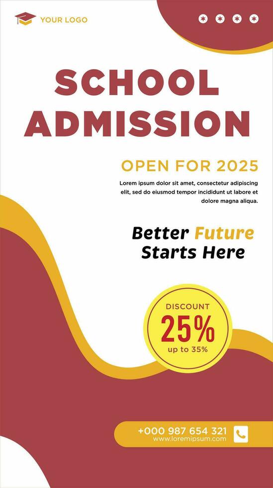 School admission social media post or banner template vector