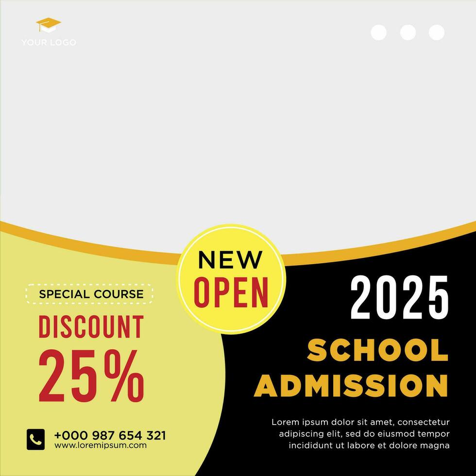 School admission social media post or banner template vector