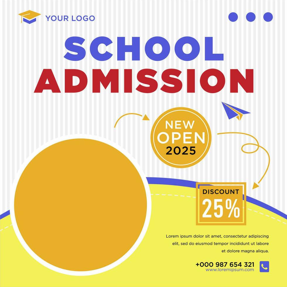 School admission social media post or banner template vector