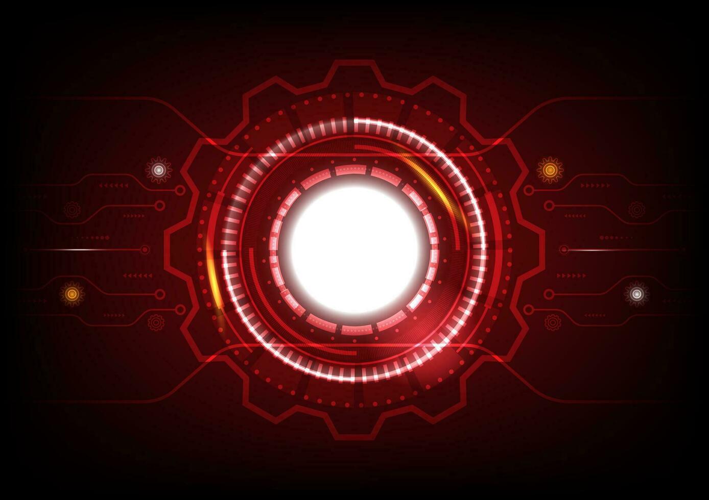 Futuristic technology with cogs and wheels system on red background. Digital technology and engineering vector background