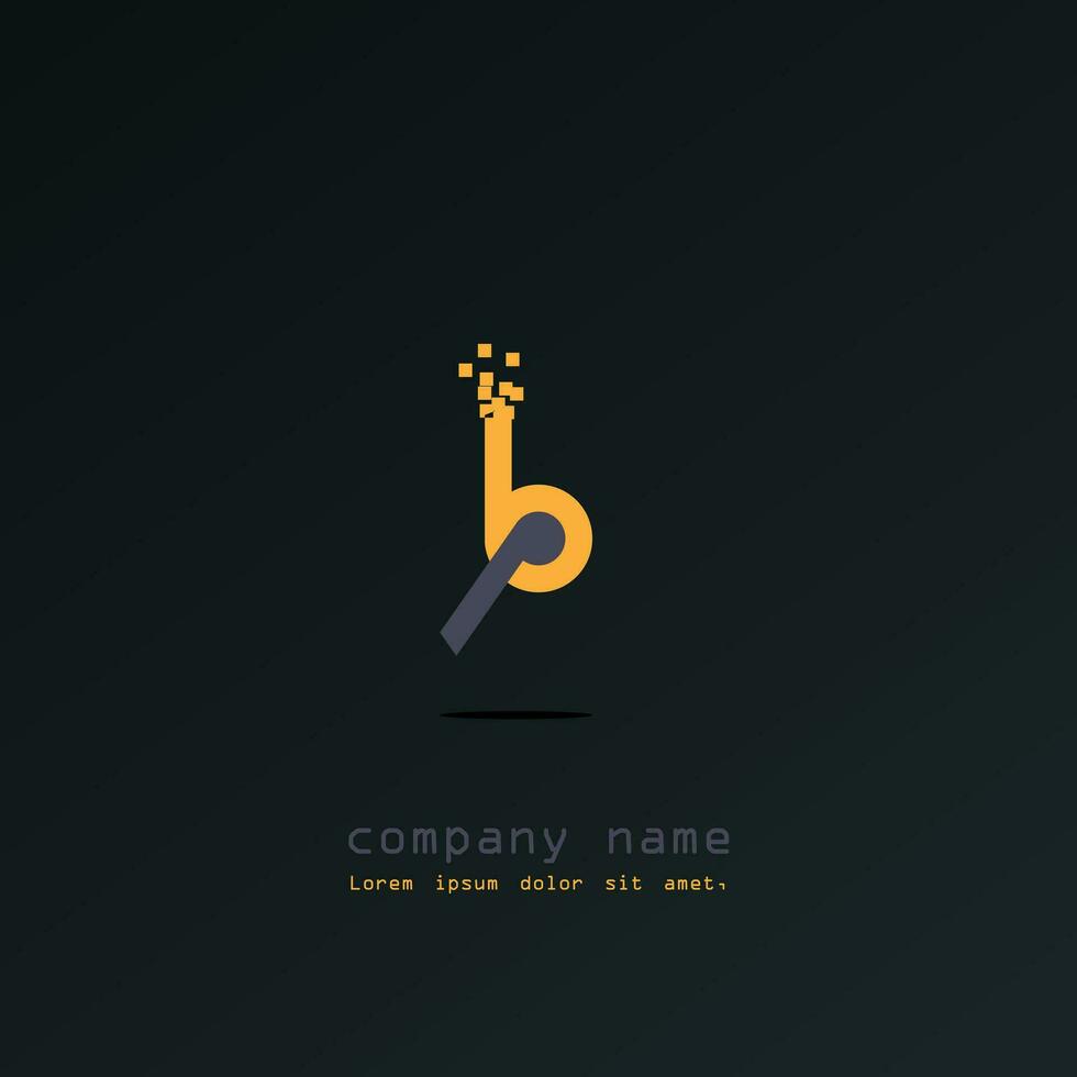 logo, icon design, letter B and P, futuristic shape, modern matrix pixel, orange and blue navy luxury, simple, elegant, attractive for digital technology company EPS 10 vector