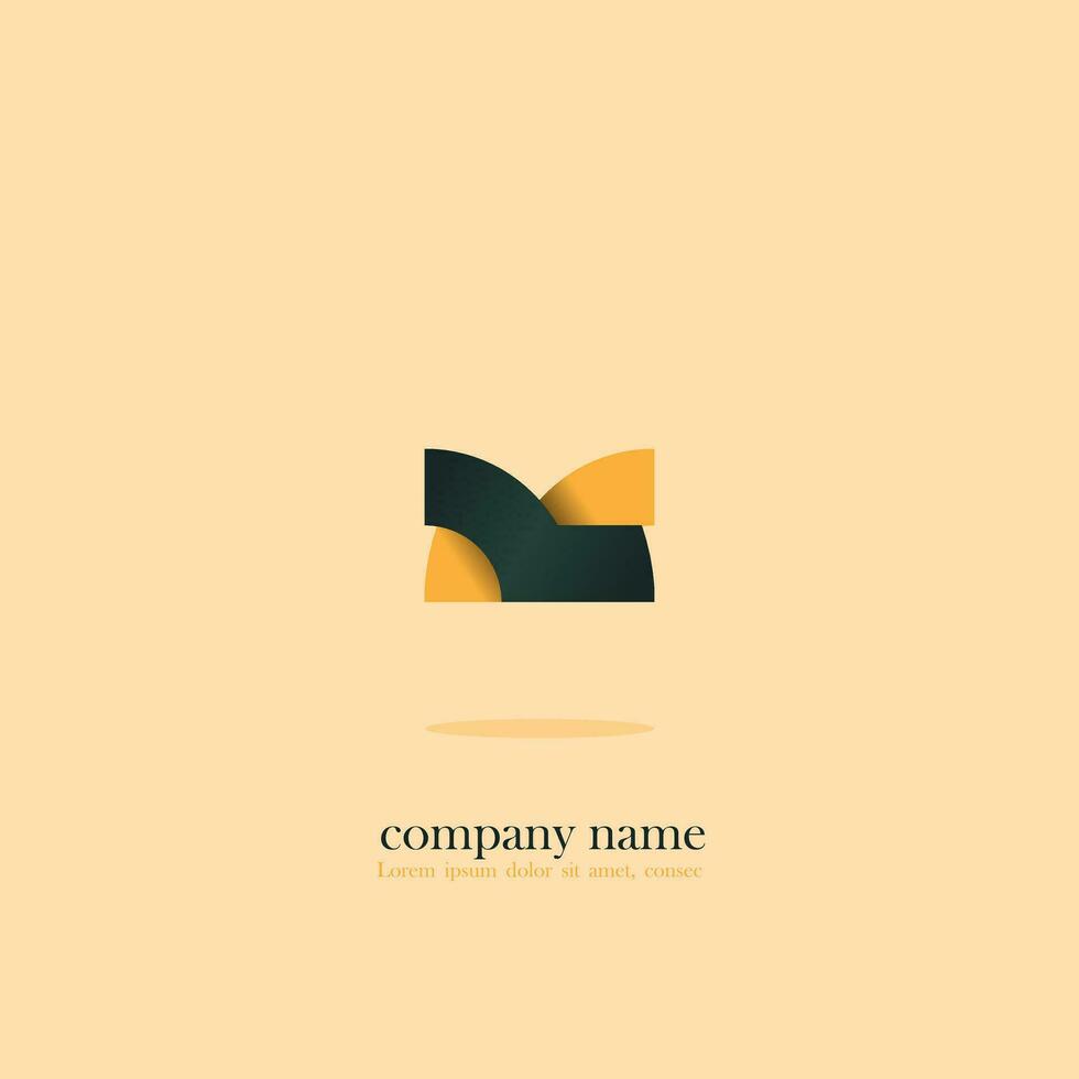 logo icon design letter M mountain shape and gate orange blue color