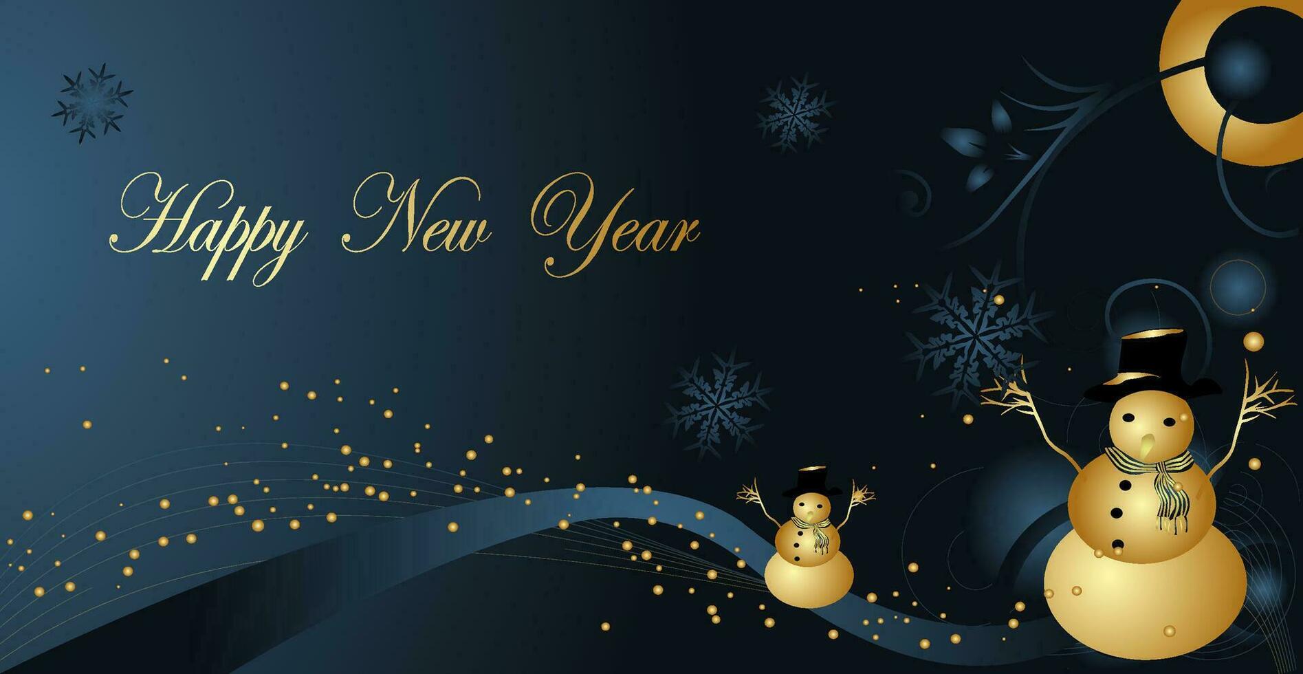 fondo de navidad de lujo. diseño navideño de guirnaldas de luces brillantes, con decoraciones realistas de árboles de navidad, copos de nieve negros y dorados y confeti dorado brillante. vector