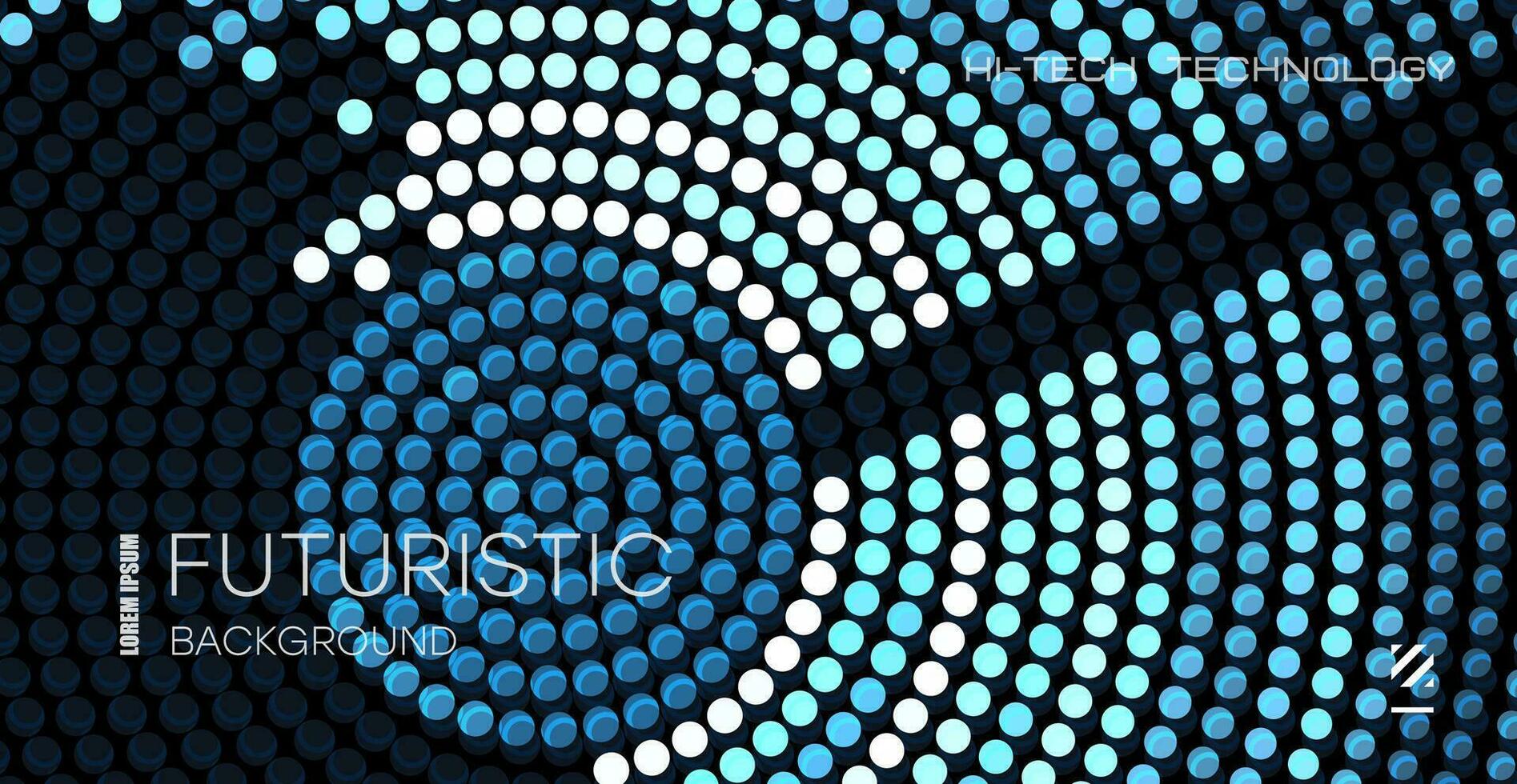 Bright blue-white blend of small circles. Abstract geometric shapes. vector