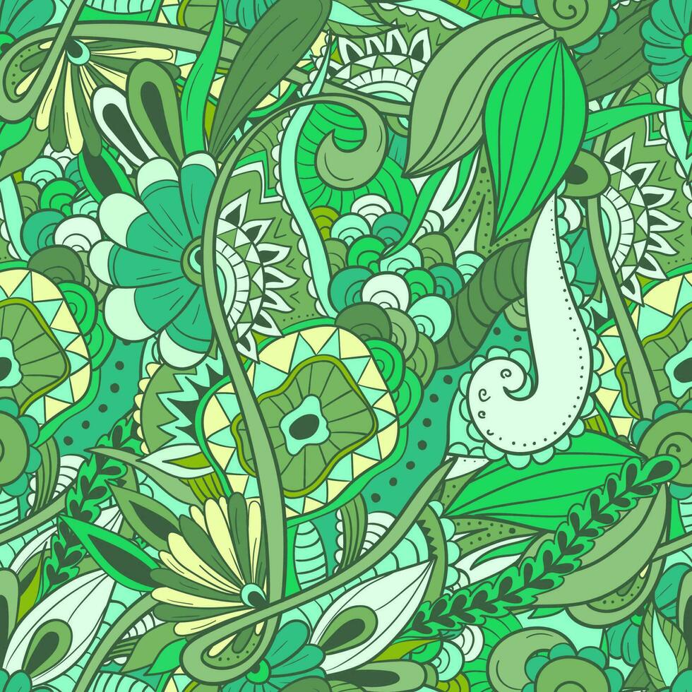 seamless floral doodle pattern vector
