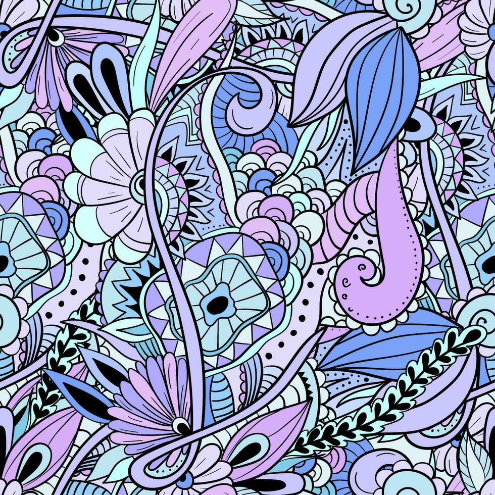 seamless floral doodle pattern vector
