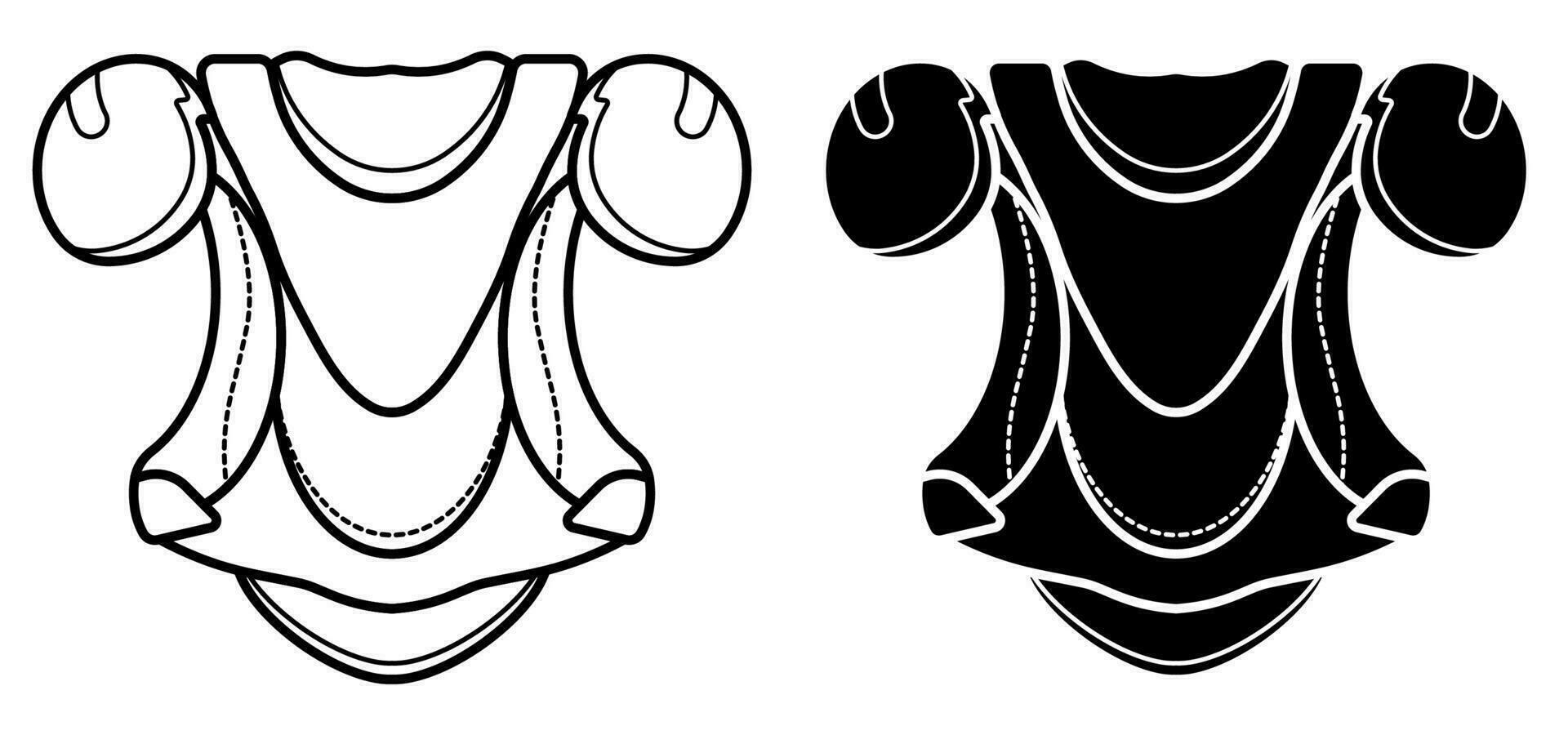 Ice hockey player protective equipment icon. Shoulder and chest protection for upper body. Team sports. Healthy lifestyle. Vector