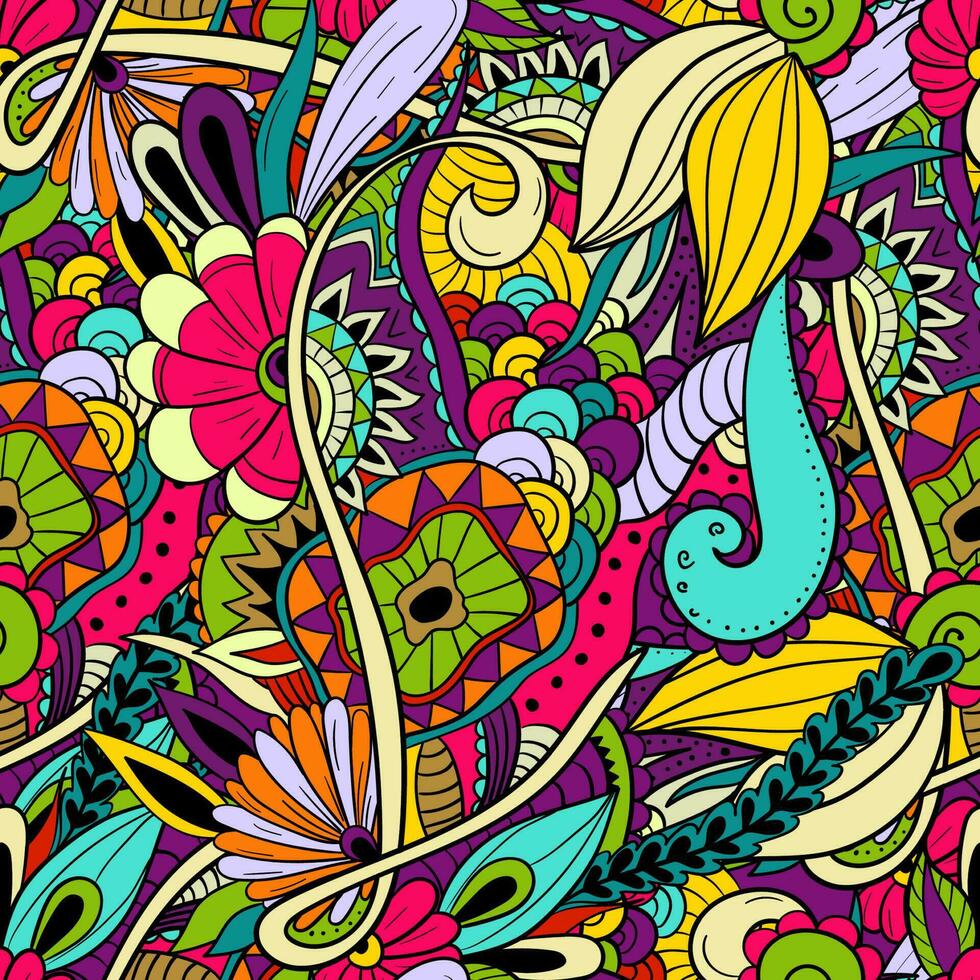 seamless floral doodle pattern vector