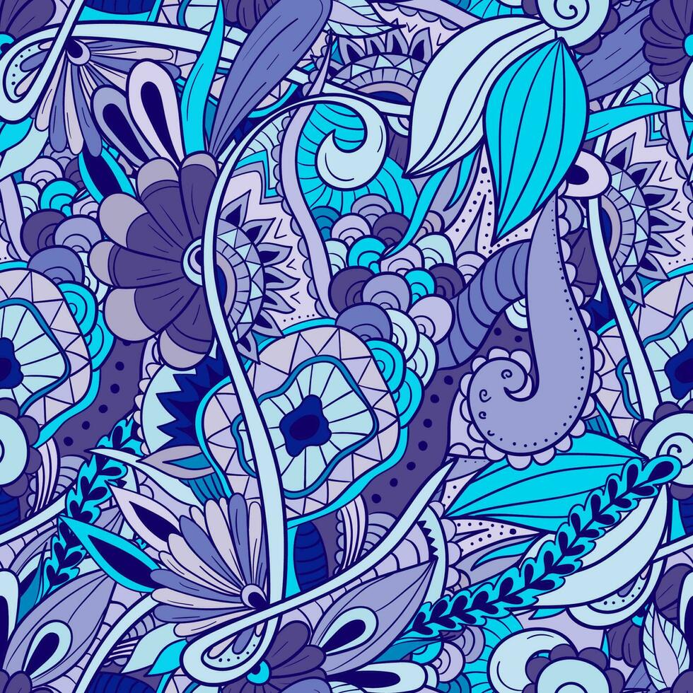 seamless floral doodle pattern vector