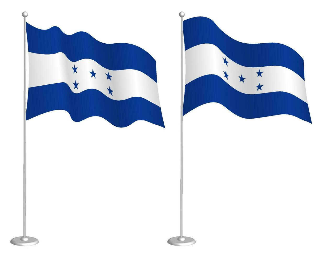 bandera de república de Honduras en asta de bandera ondulación en viento. fiesta diseño elemento. control para mapa simbolos aislado vector en blanco antecedentes