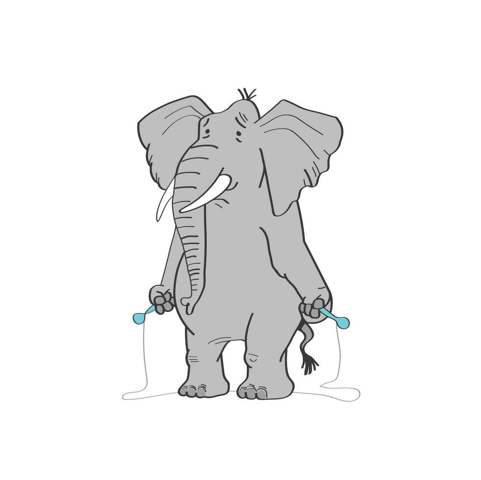 The elephant is having fun playing with the rope vector